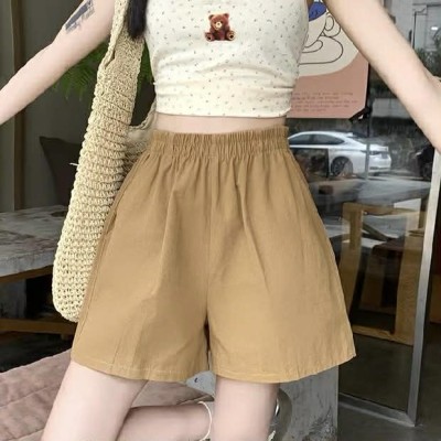 High-waisted casual wide-leg shorts